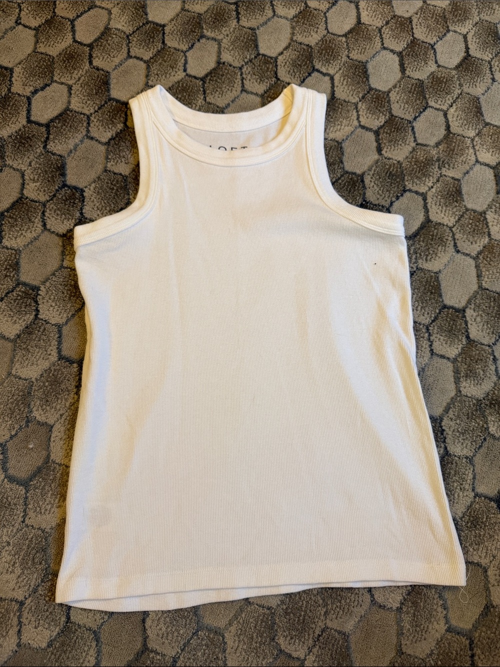 LOFT White Ribbed Tank - Sleeveless Crewneck